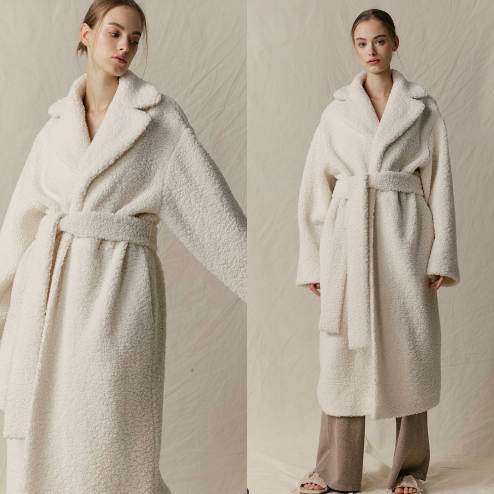 NAP Loungewear Teddy Robe Coat women’s Sz. M off white